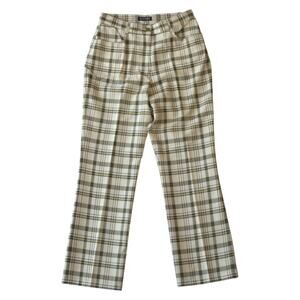 New York & Company Plaid Pants Size 8 Beige Tan Straight Leg Office Casual